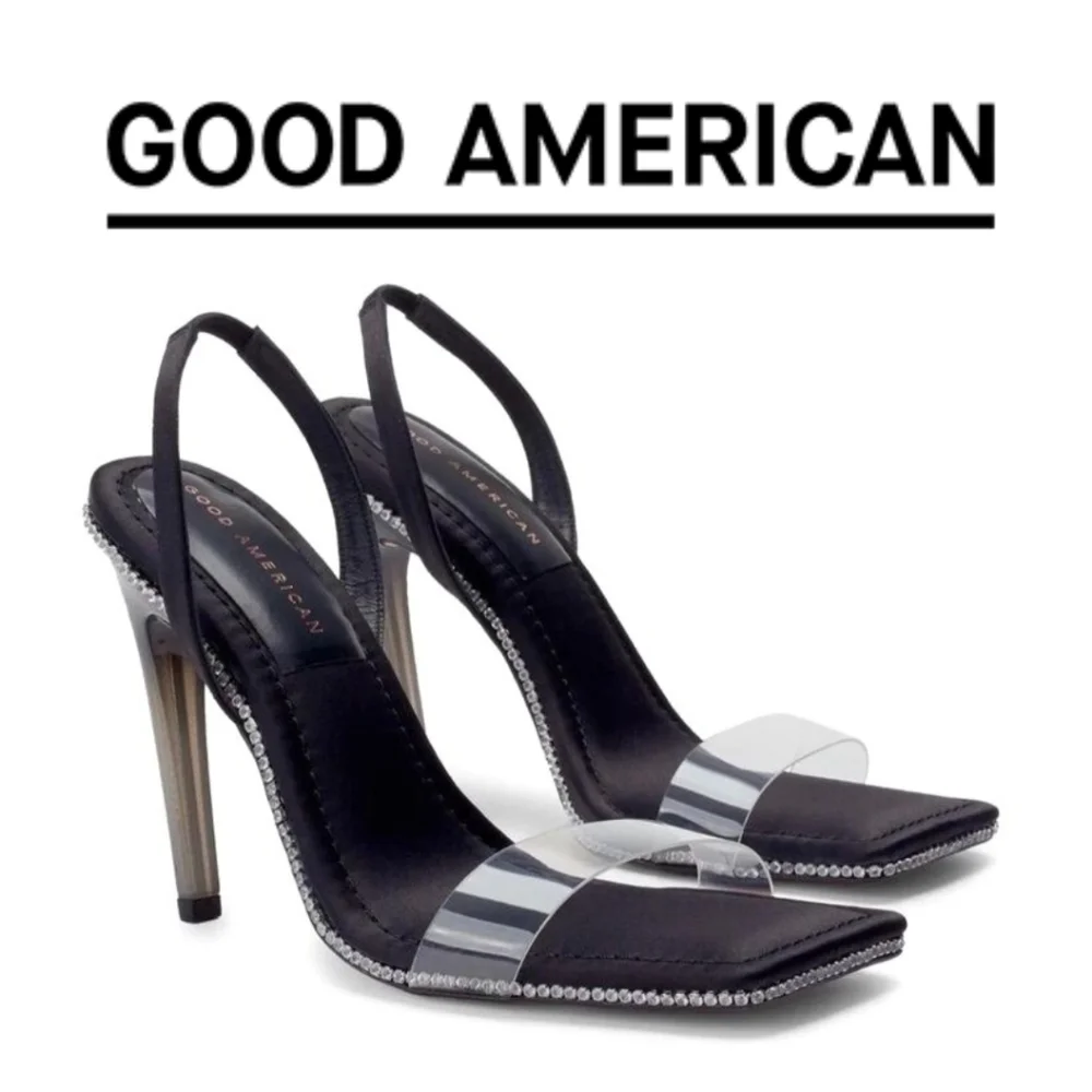GOOD AMERICAN Crystal Crush Lucite Sandal. NWB and dust bag included. - Picture 1 of 3